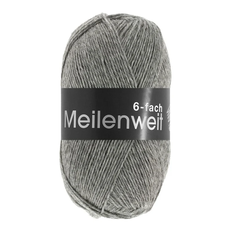 Lana Grossa Meilenweit 6-fach 150 Mélange 8961 Grau meliert