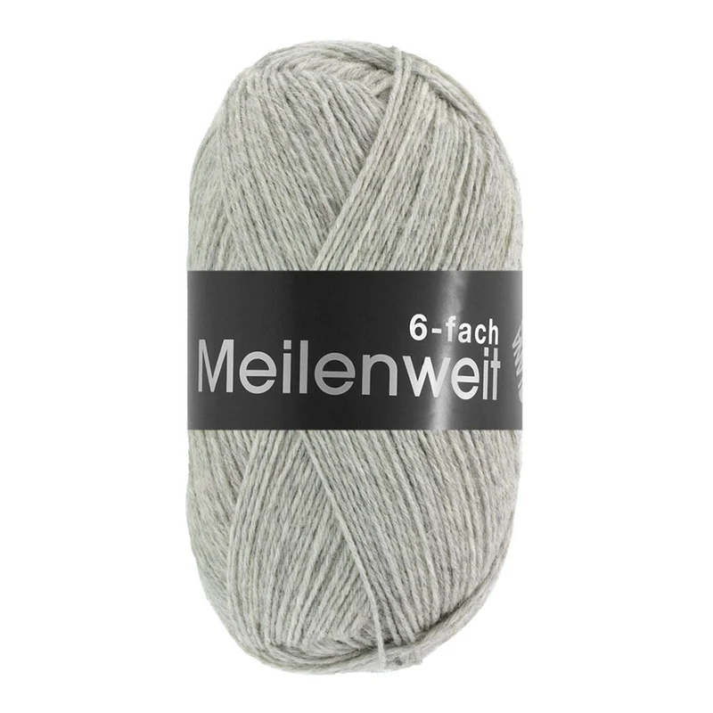 Lana Grossa Meilenweit 6-fach 150 Mélange 9244 Hellgrau meliert