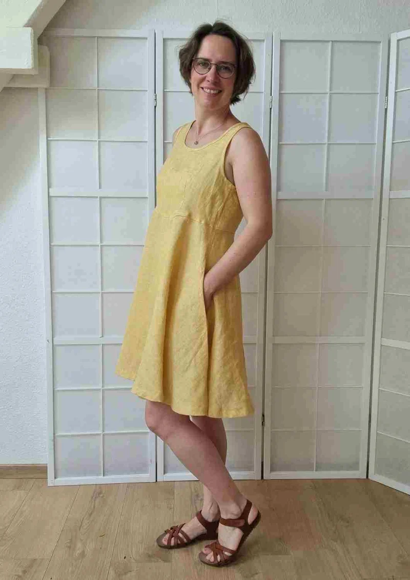 Ärmelloses Leinen Kleid Damen "Hortensie"