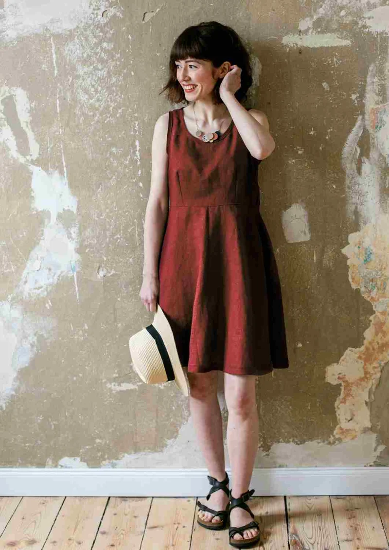 Ärmelloses Leinen Kleid Damen "Hortensie"