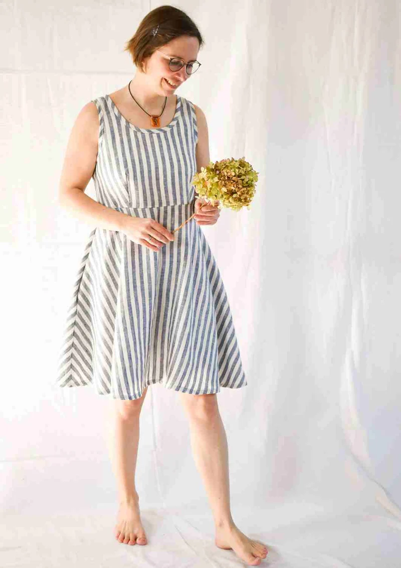 Ärmelloses Leinen Kleid Damen "Hortensie"