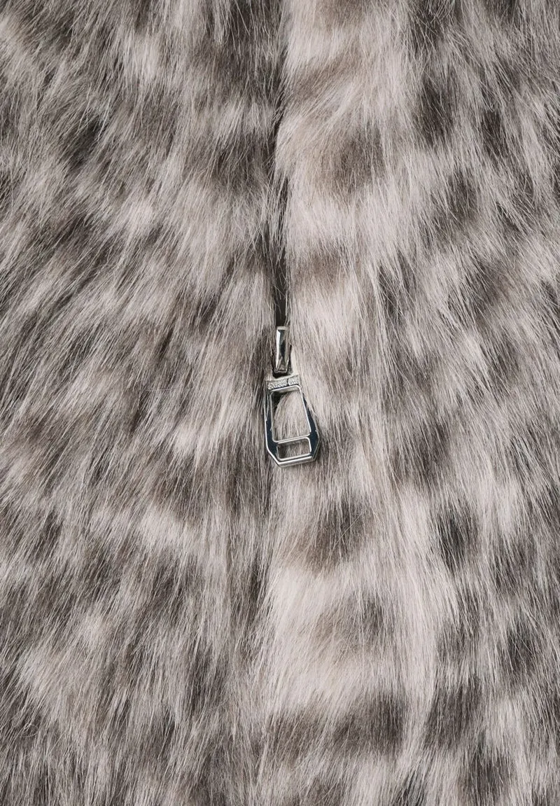 Fake-Fur Weste mit Zipper und Taschen