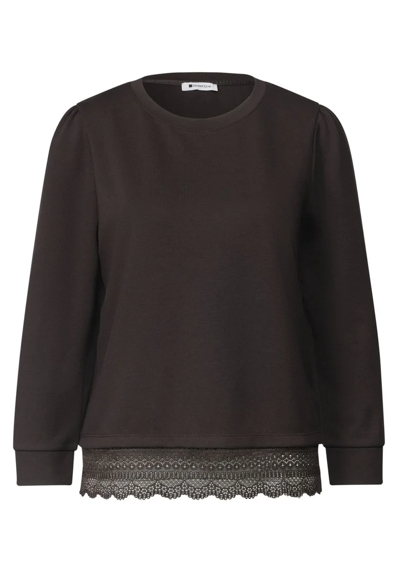 3/4-Arm Shirt mit Spitzenkante am Saum