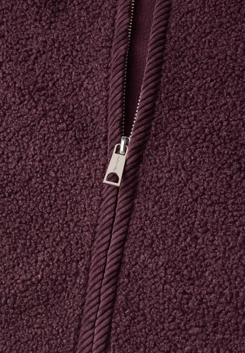 Teddy-Weste mit Zipper und Corddetails