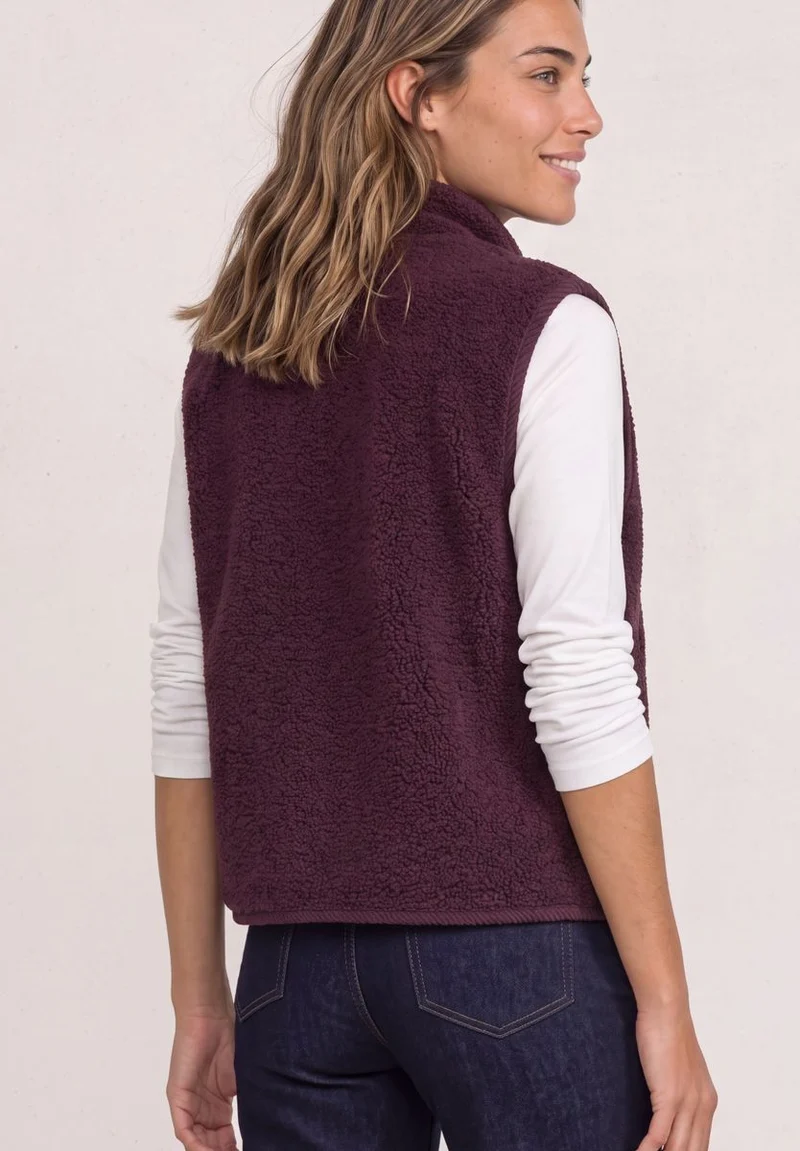 Teddy-Weste mit Zipper und Corddetails