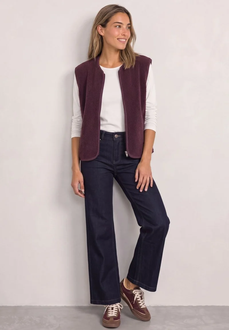 Teddy-Weste mit Zipper und Corddetails