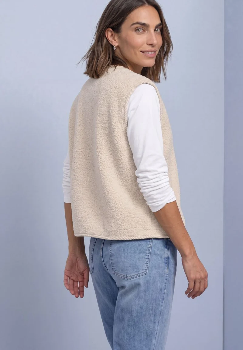 Teddy-Weste mit Zipper und Corddetails