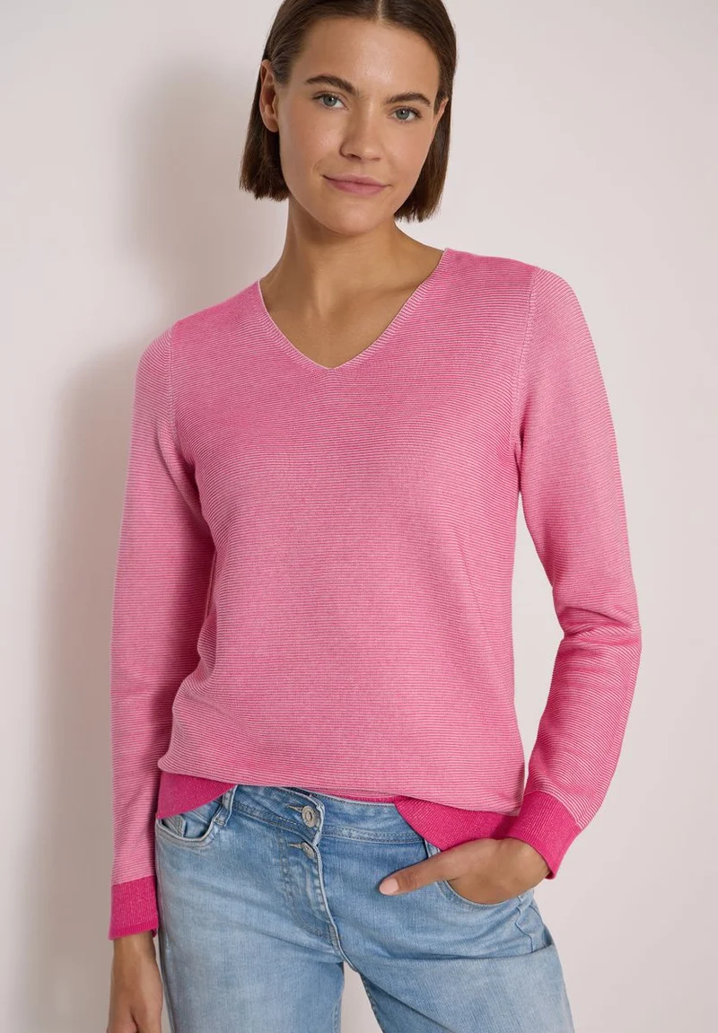 Pullover im Two-Tone-Look mit V-Neck