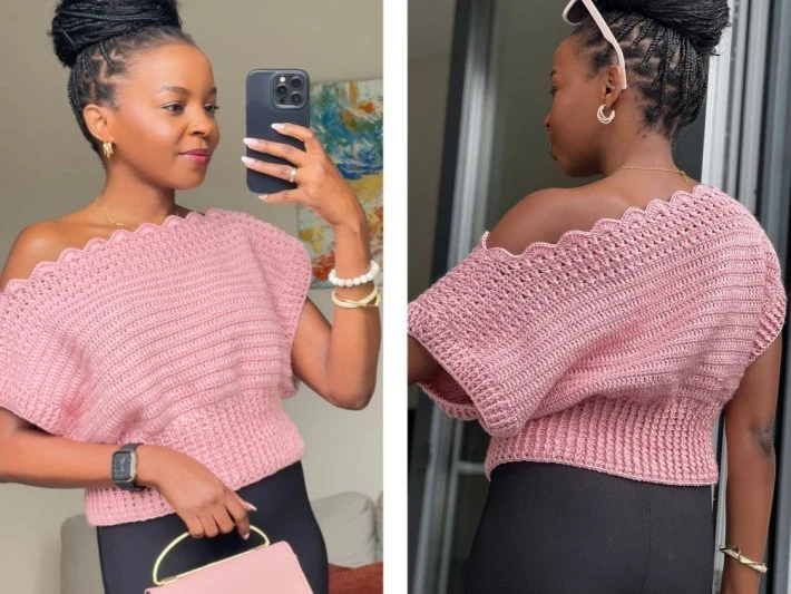 Haakpatroon Durable Off Shoulder X-Steek Geribde Top (Digital)