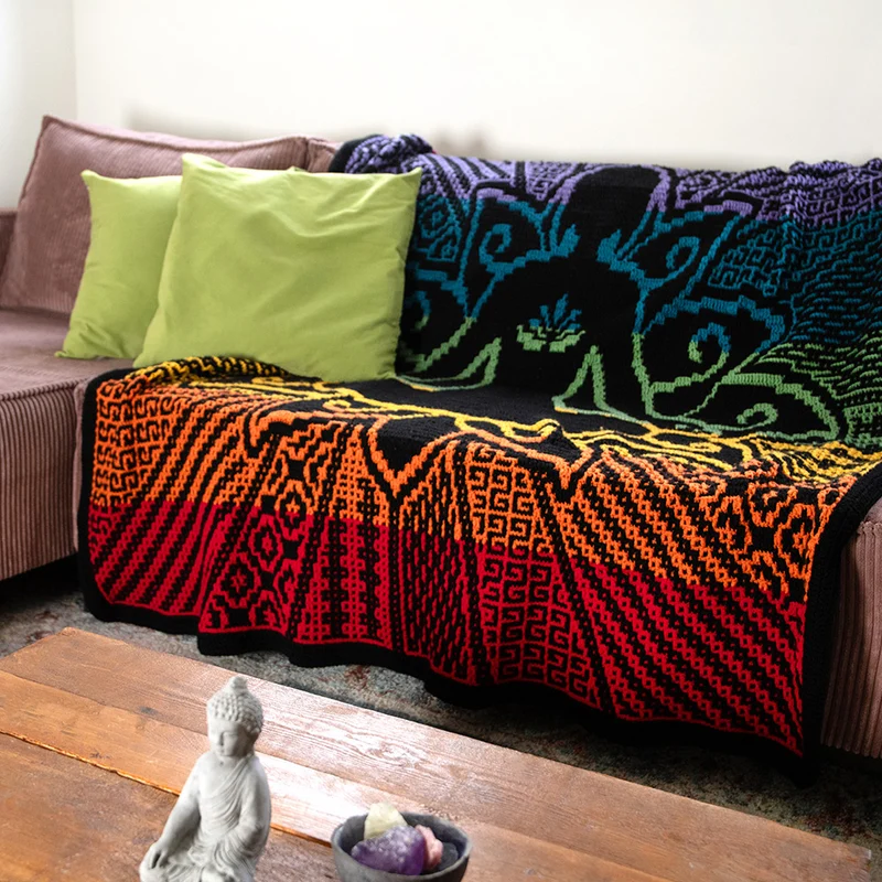 „Beaming Buddha“-Decke mit Chakra-Motiven – Häkelpaket – CrazyCrochetCatlady