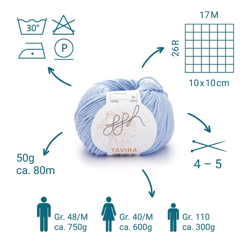 ggh Tavira | 100% Baumwolle | 80m/50g | 016 - Hellblau