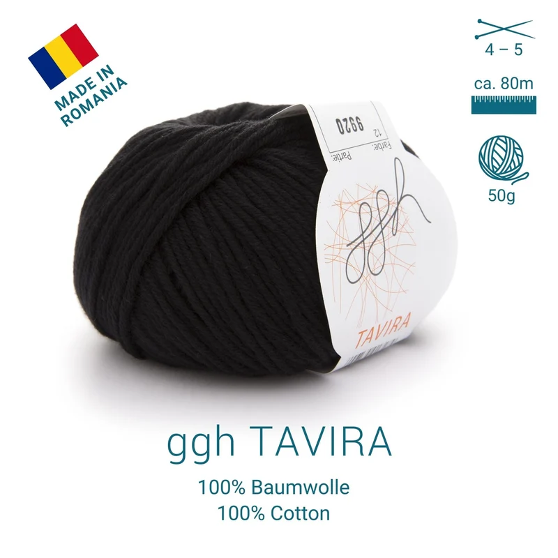 ggh Tavira | 100% Baumwolle | 80m/50g | 012 - Schwarz