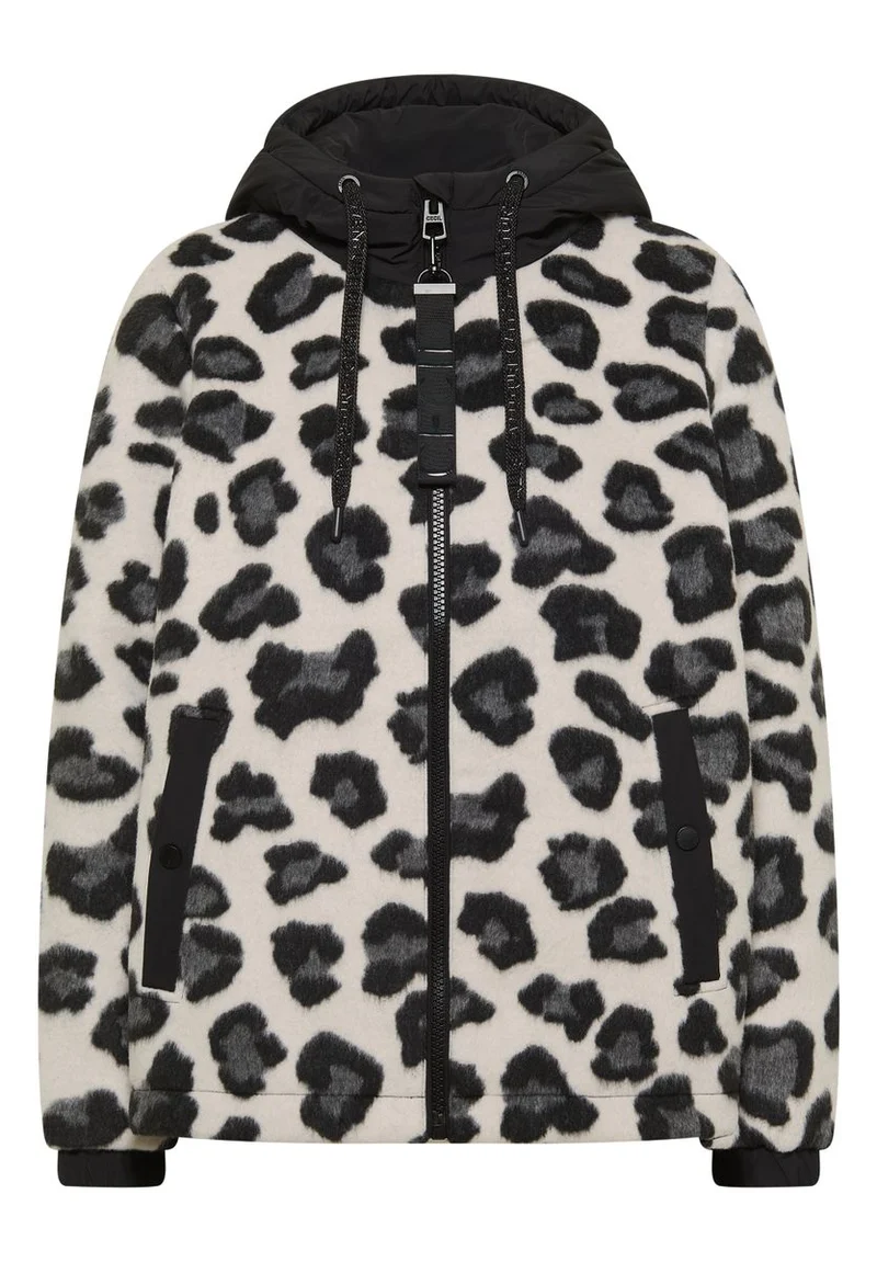Jacke mit Wollanteil und Leo-Muster
