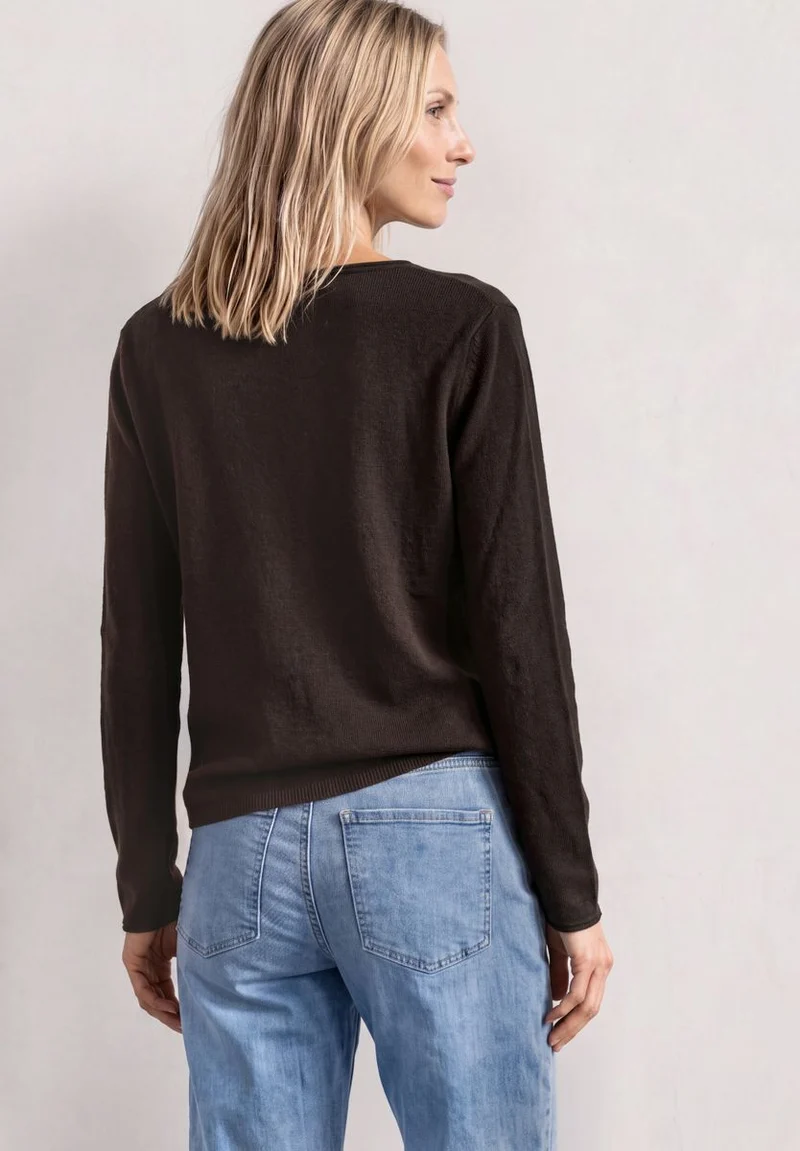 Pullover mit Boat Neck und Rollkanten