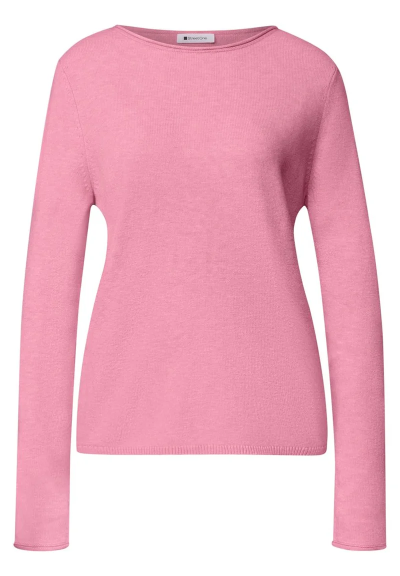 Pullover mit Boat Neck und Rollkanten