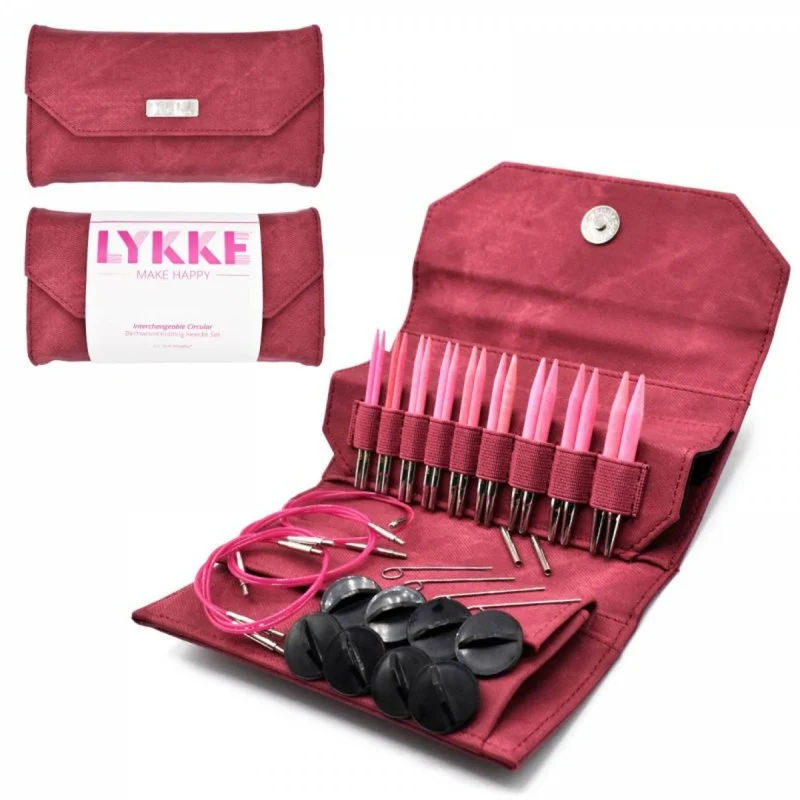 LYKKE - Nadelset austauschbare Nadelspitzen Blush Crimson 9 cm 3,25 mm-6,50 mm - pink