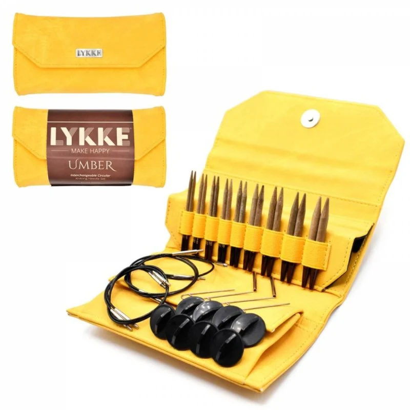 LYKKE - Nadelset austauschbare Nadelspitzen Dandelion Denim 9 cm 3,25 mm-6,50 mm - Umber