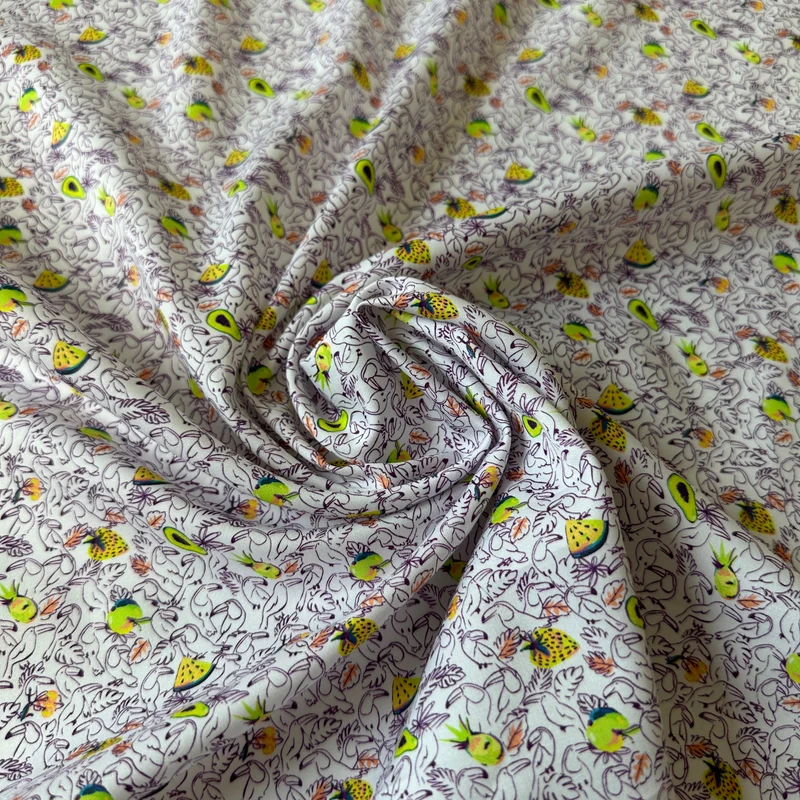 No. 1591 Baumwollprint Früchte lila grün