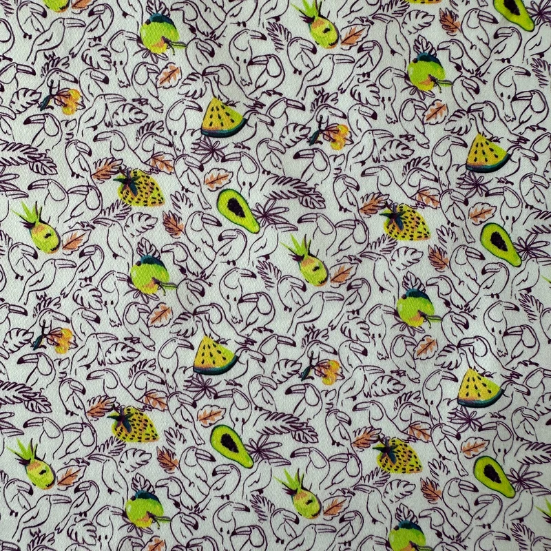 No. 1591 Baumwollprint Früchte lila grün