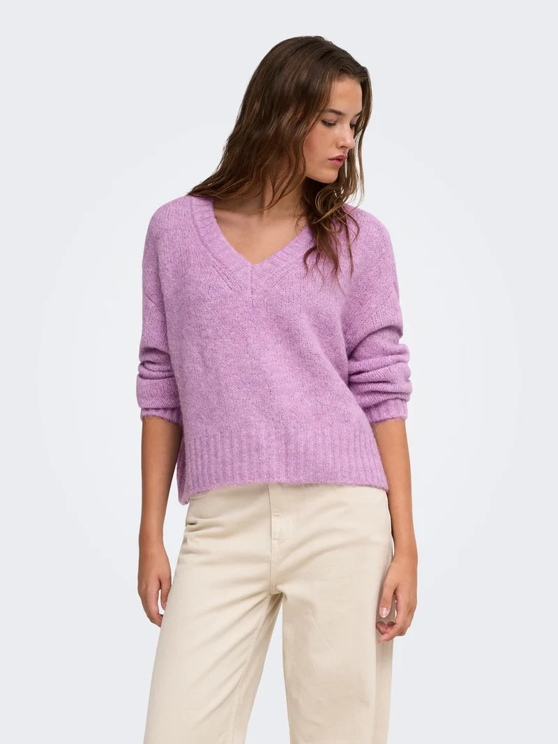 ONLFIONA LS LOOSE V-NECK KNT