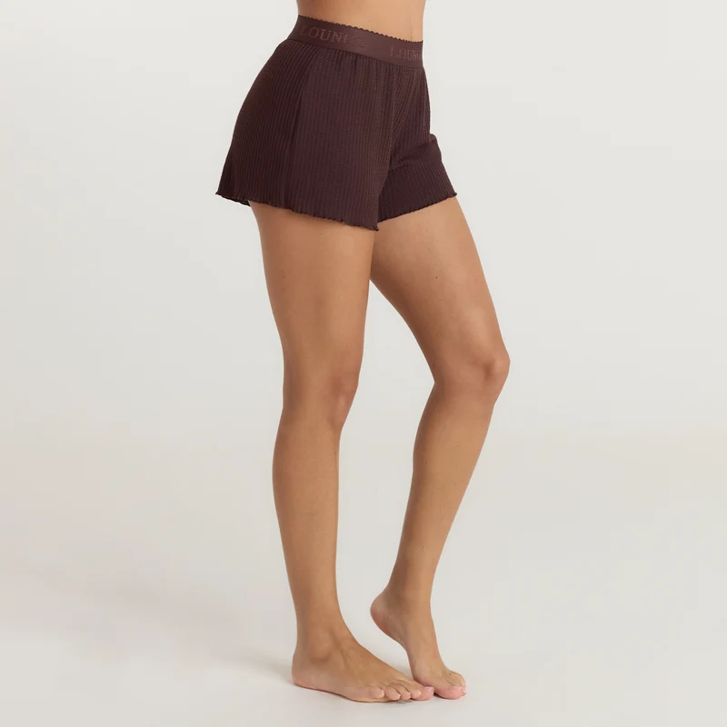 Soft Waffle Pyjama-Shorts - Dunkle Schokolade