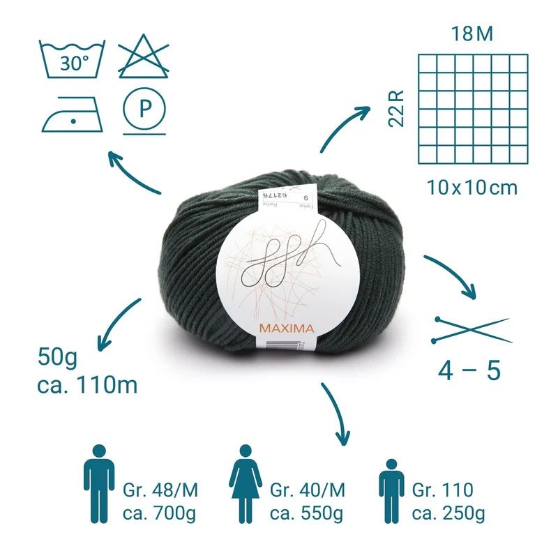 ggh Maxima | Merinowolle | 110m/50g | 009 - Grüner Schiefer