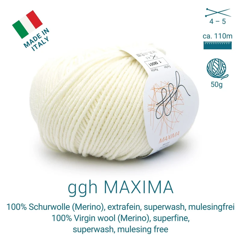 ggh Maxima | Merinowolle | 110m/50g | 001 - Wollweiß