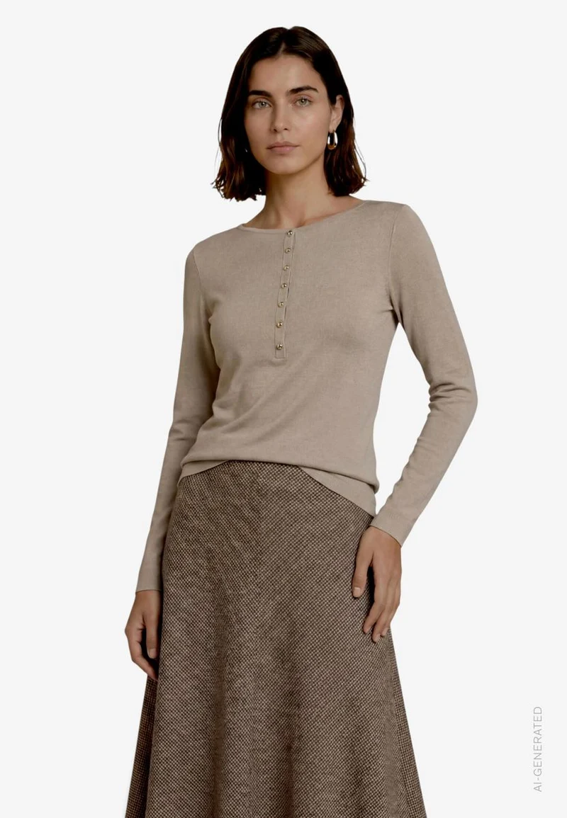 Damen Langarmshirt mit Knöpfen
