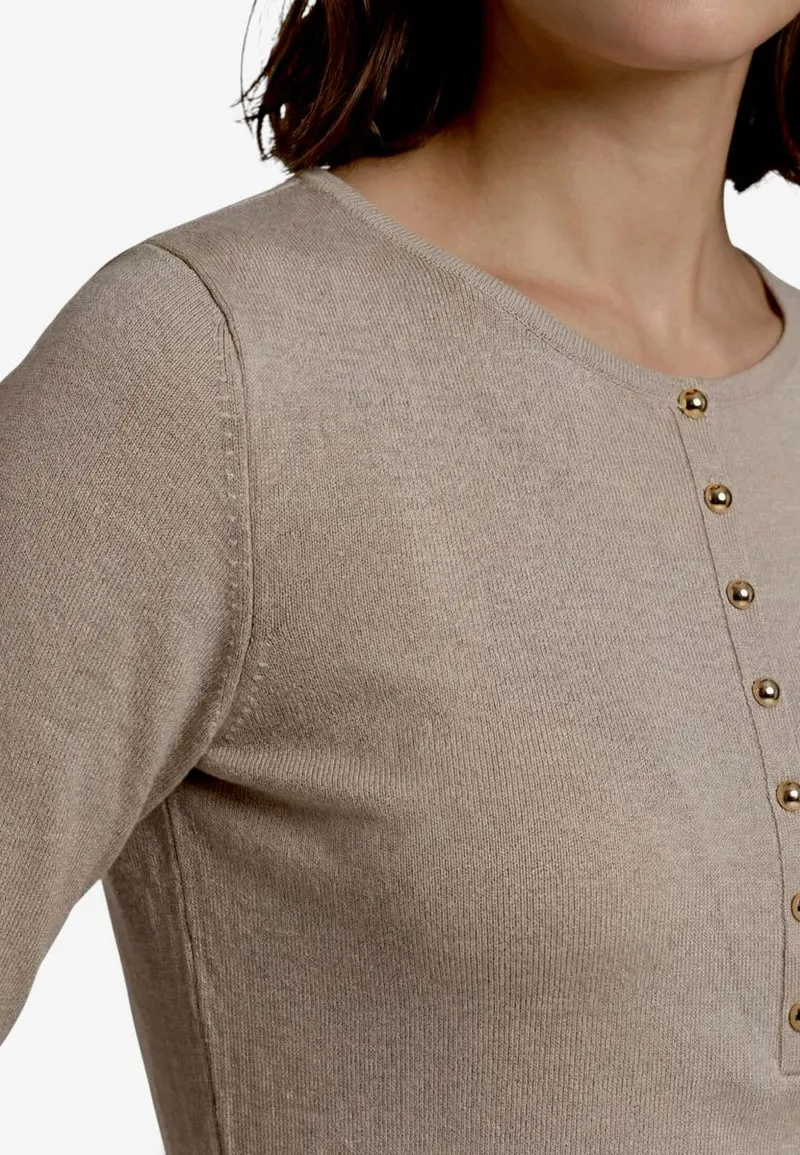 Damen Langarmshirt mit Knöpfen