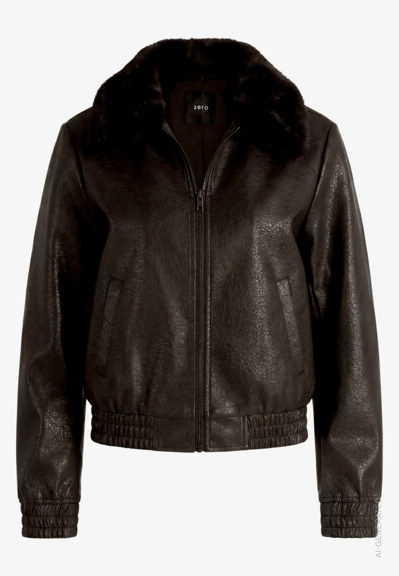 Damen Kunstlederjacke mit Kragen in Felloptik