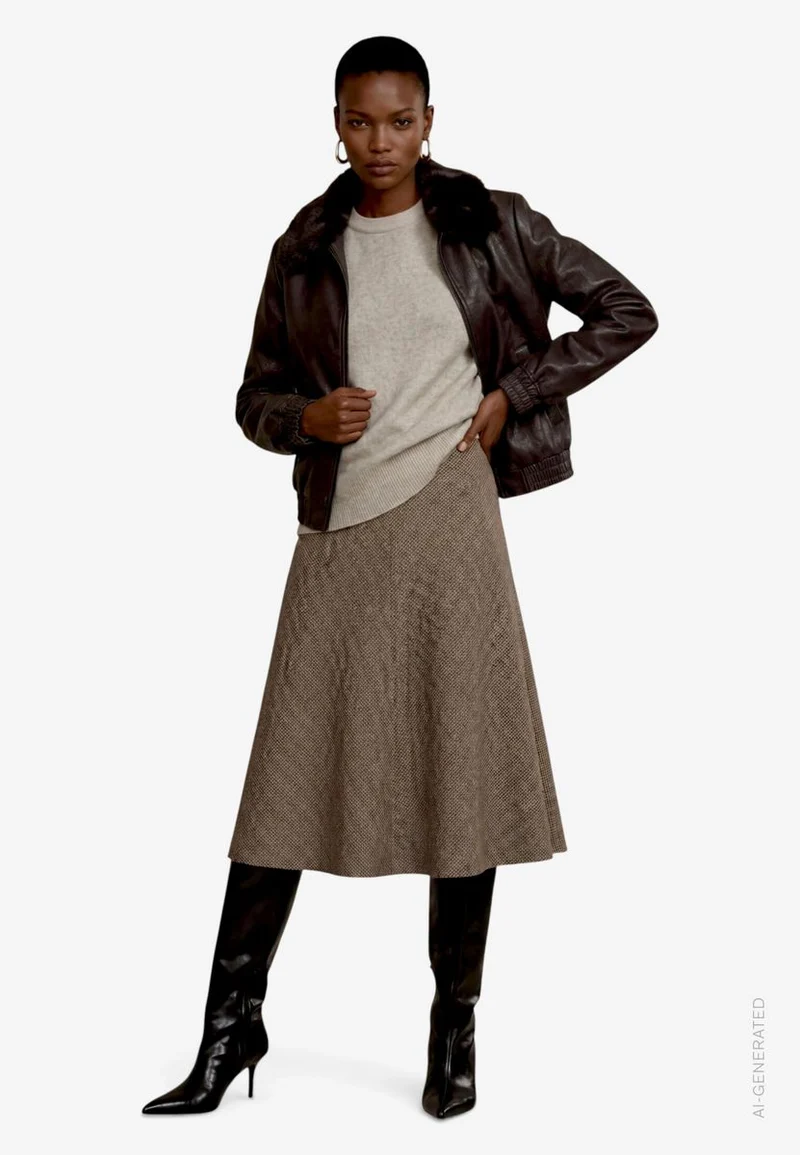 Damen Kunstlederjacke mit Kragen in Felloptik