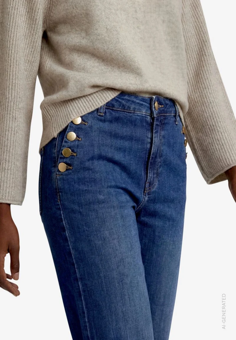 Damen Jeans mit Zierknöpfen