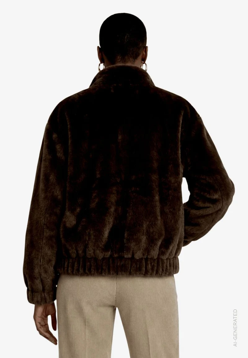 Plüschjacke mit Taschenklappen