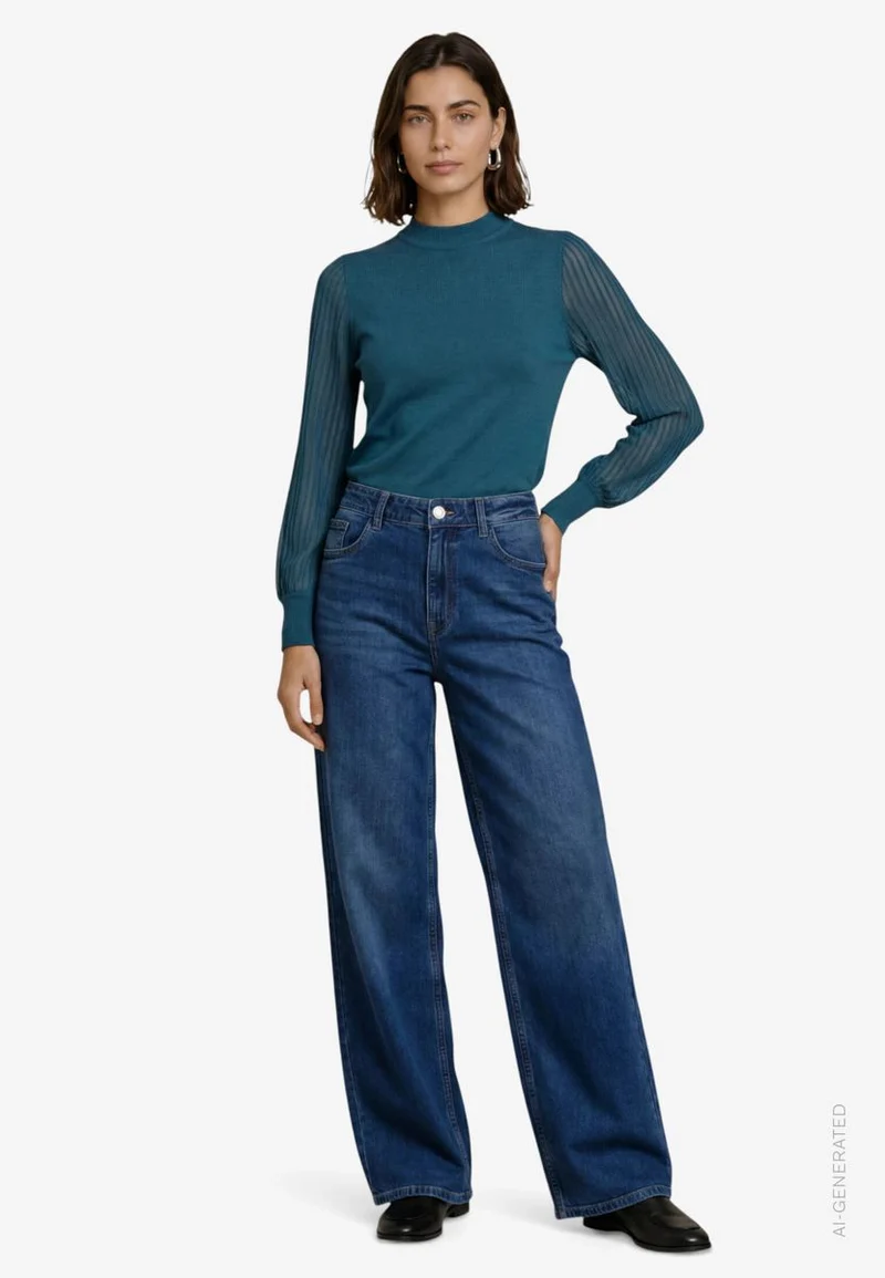 Damen Pullover mit transparenten Ärmeln