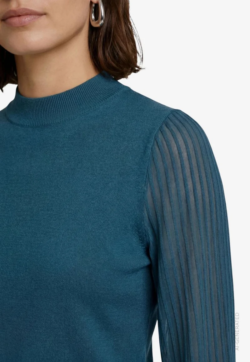 Damen Pullover mit transparenten Ärmeln