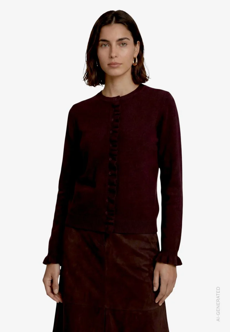 Strickjacke Damen mit Rüschen