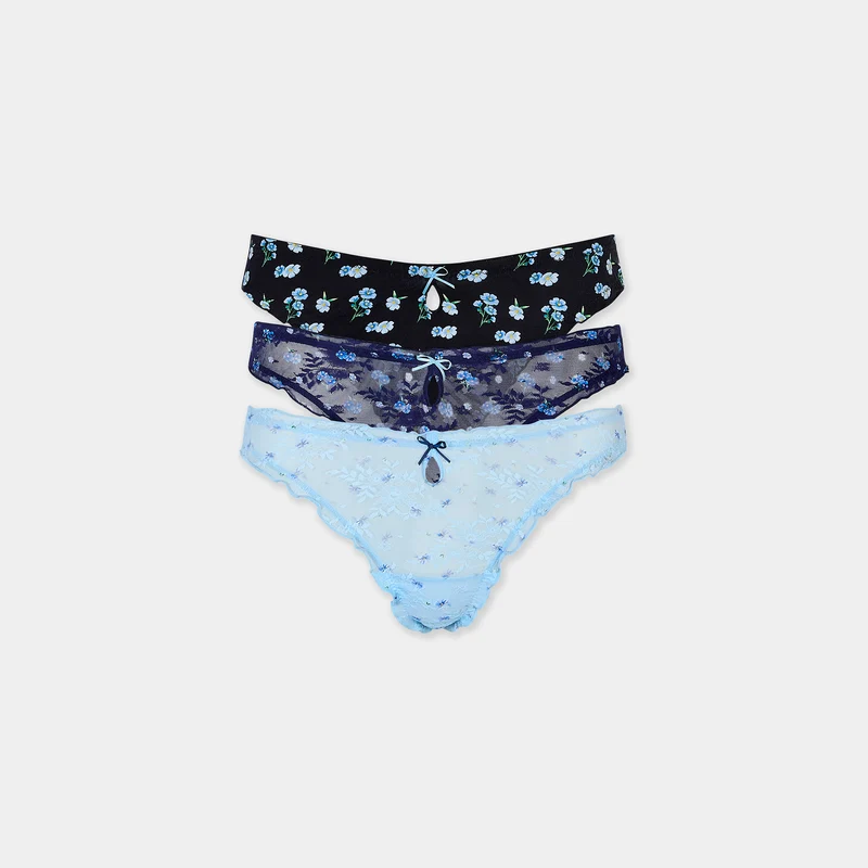 Bedruckte Strings (3er-Pack) - Blau-Druck