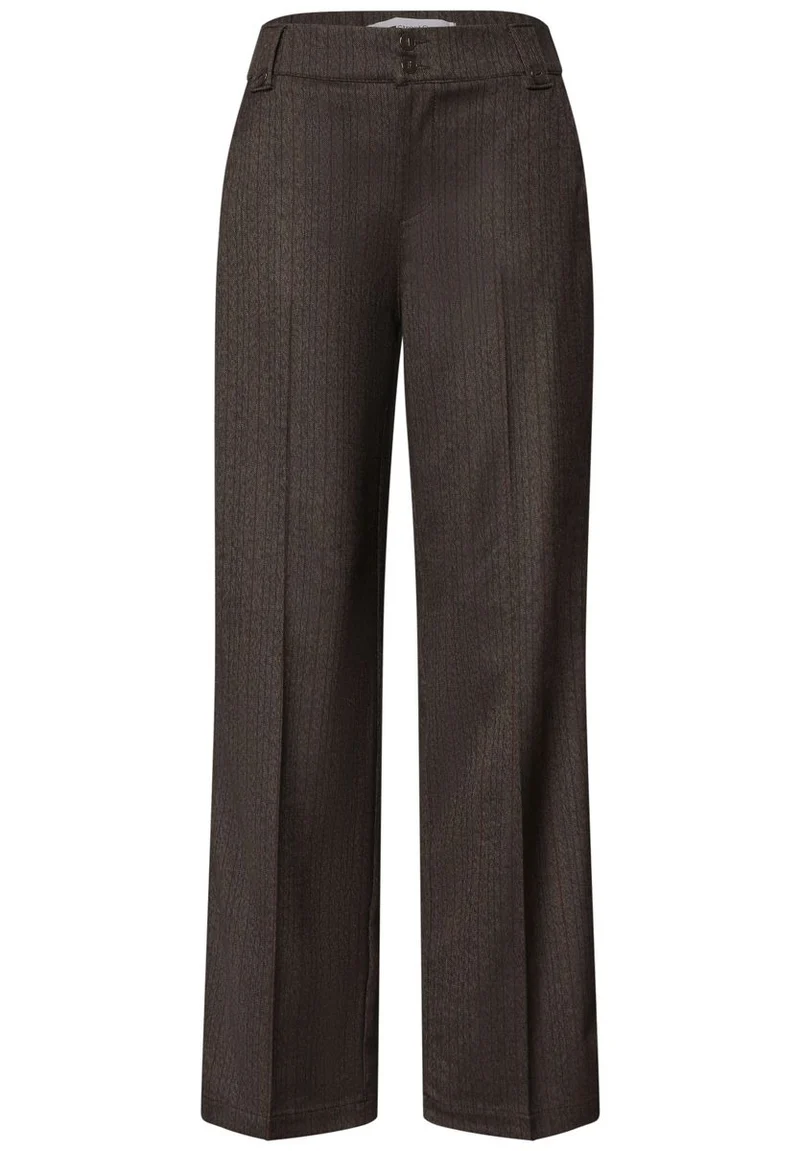 High Waist Straight Leg Hose mit Knopfdetail