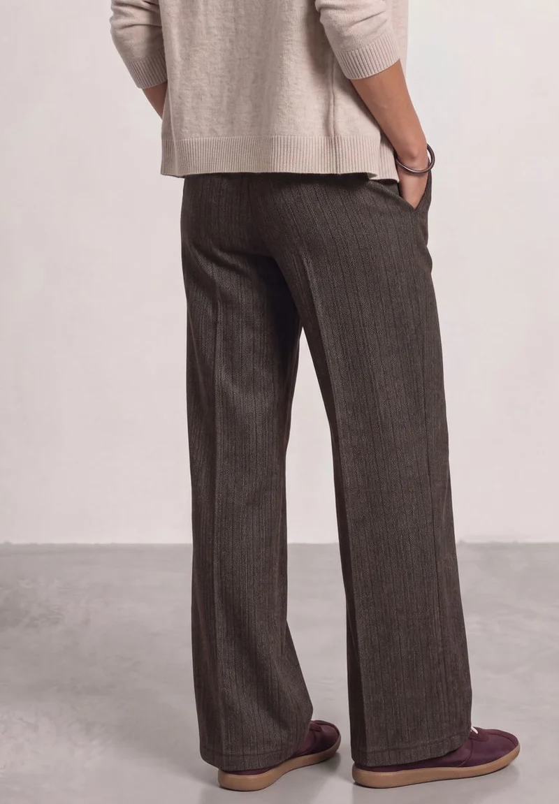High Waist Straight Leg Hose mit Knopfdetail