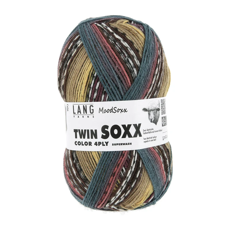 Lang Yarns Twin Soxx 4-fach 586 Gelb/Aubergine/Braun 1156 Calm