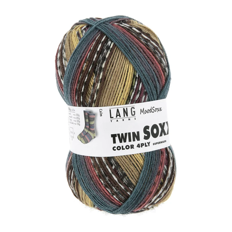 Lang Yarns Twin Soxx 4-fach 586 Gelb/Aubergine/Braun 1156 Calm