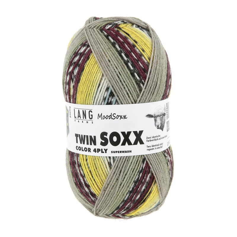 Lang Yarns Twin Soxx 4-fach 585 Gelb/Braun/Hellblau 1156 Excited