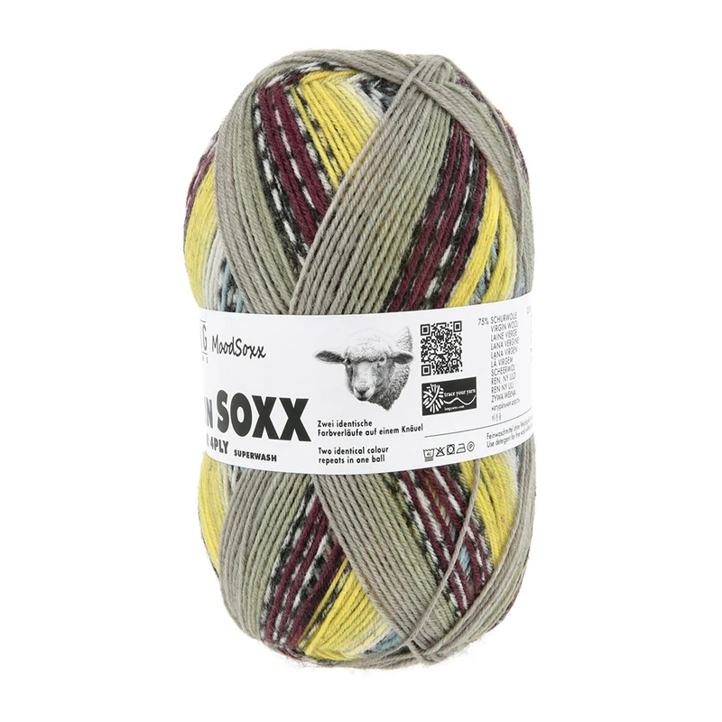 Lang Yarns Twin Soxx 4-fach 585 Gelb/Braun/Hellblau 1156 Excited