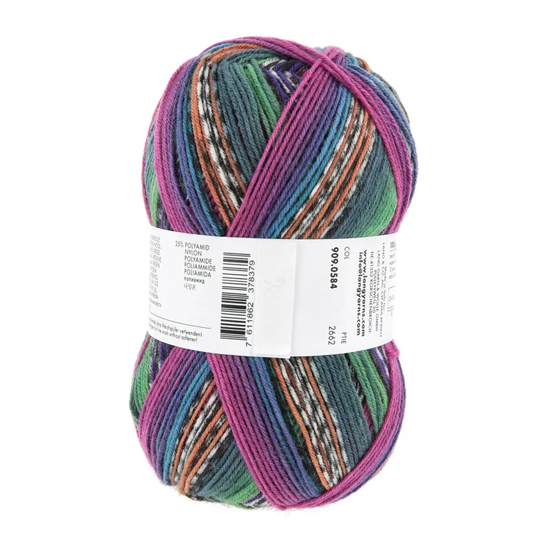 Lang Yarns Twin Soxx 4-fach 584 Mint/Violett/Blau/Orange 1156 Proud
