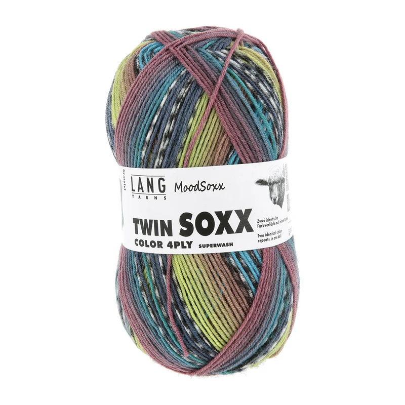 Lang Yarns Twin Soxx 4-fach 583 Blau/Türkis/Hellgrün 1156 Grateful
