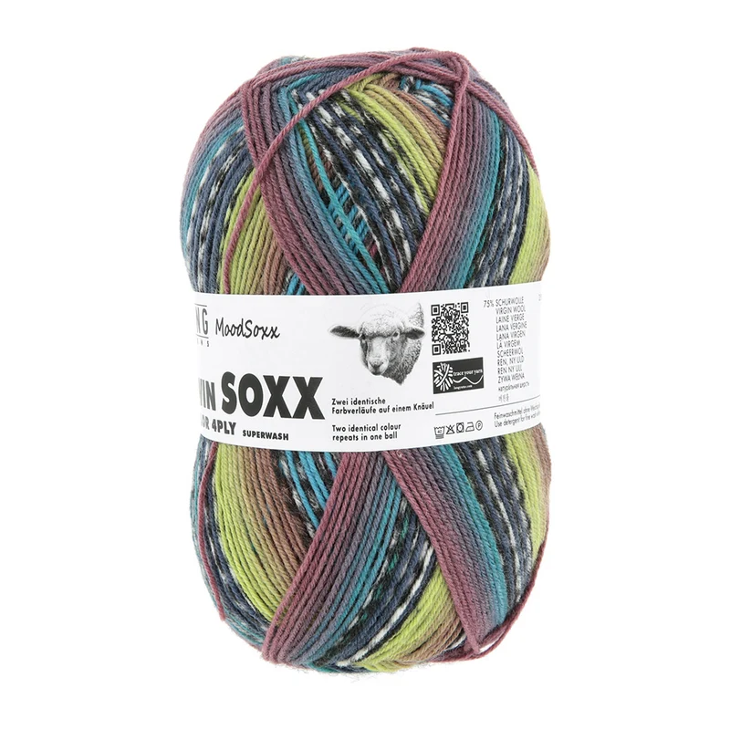 Lang Yarns Twin Soxx 4-fach 583 Blau/Türkis/Hellgrün 1156 Grateful