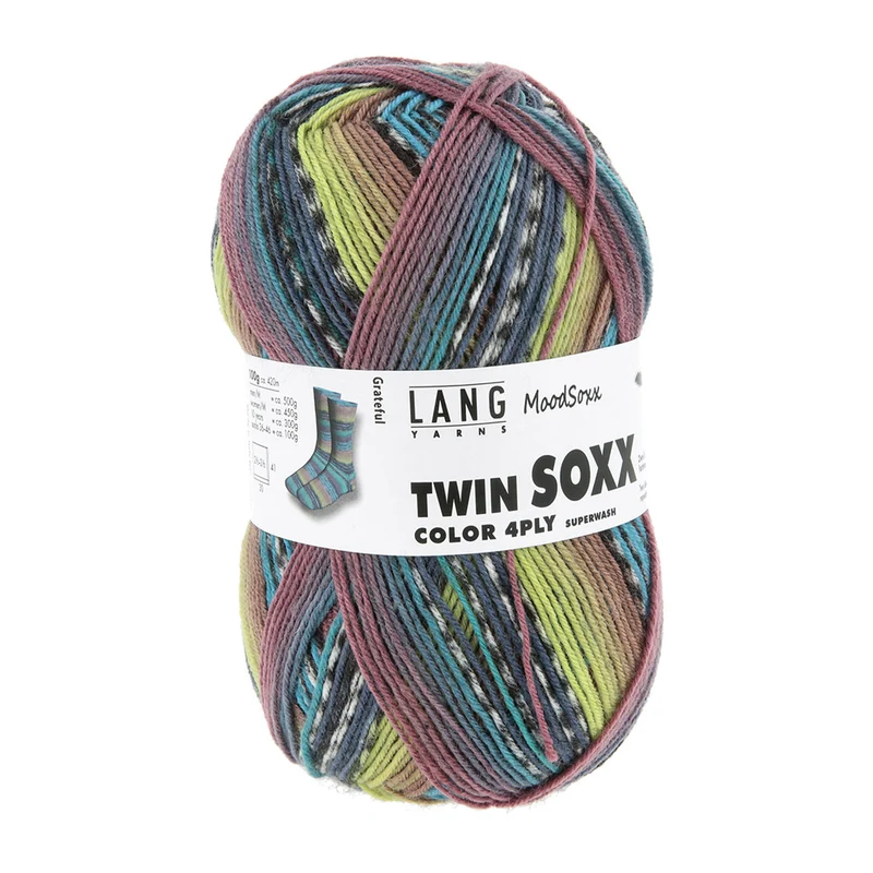 Lang Yarns Twin Soxx 4-fach 583 Blau/Türkis/Hellgrün 1156 Grateful