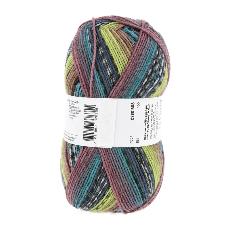 Lang Yarns Twin Soxx 4-fach 583 Blau/Türkis/Hellgrün 1156 Grateful