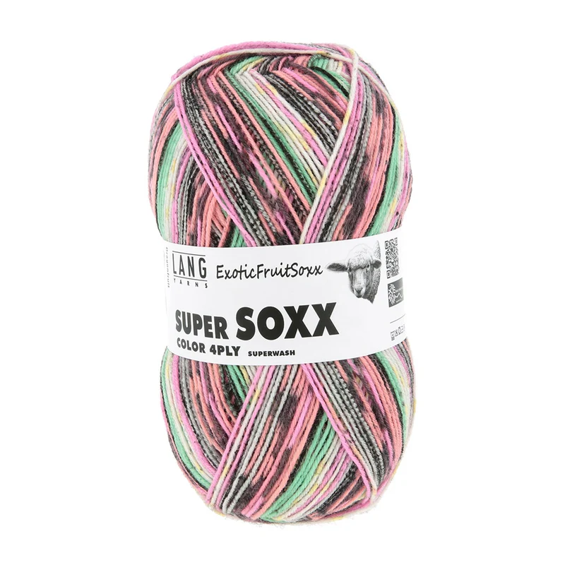 Lang Yarns Super Soxx Color 4-fach 570 Rosa/Lachs/Grün 1153 Drachenfrucht