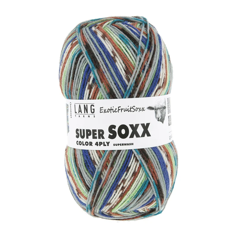 Lang Yarns Super Soxx Color 4-fach 569 Braun/Blau/Grau 1153 Cherimoya